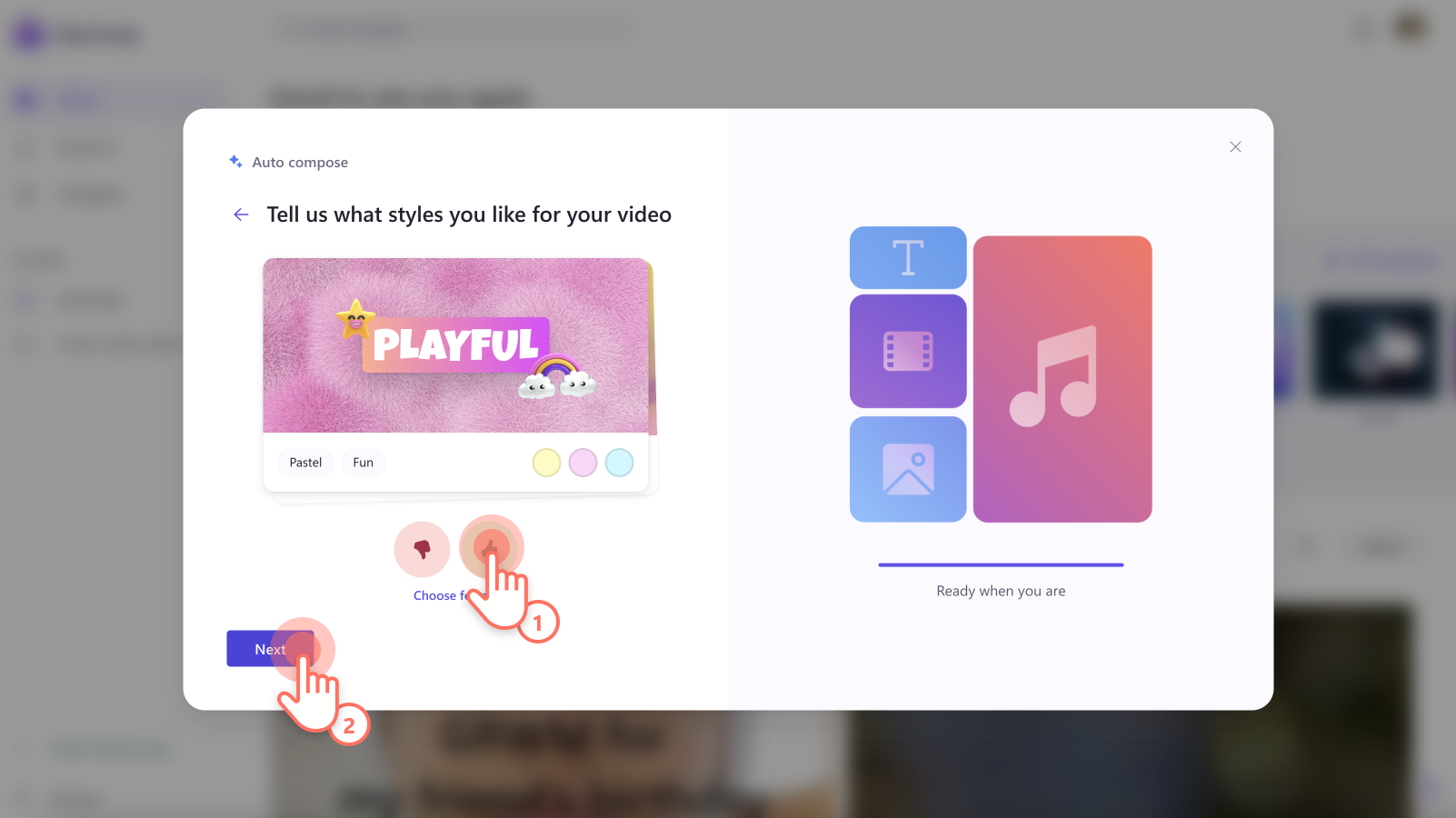 Clipchamp's auto compose feature for automated video editing.